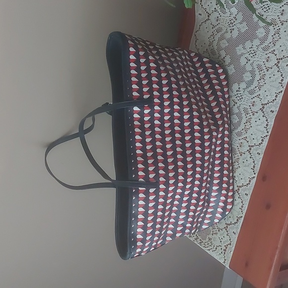 Nine West Navy Red and White Hearts Large Tote - Picture 2 of 16